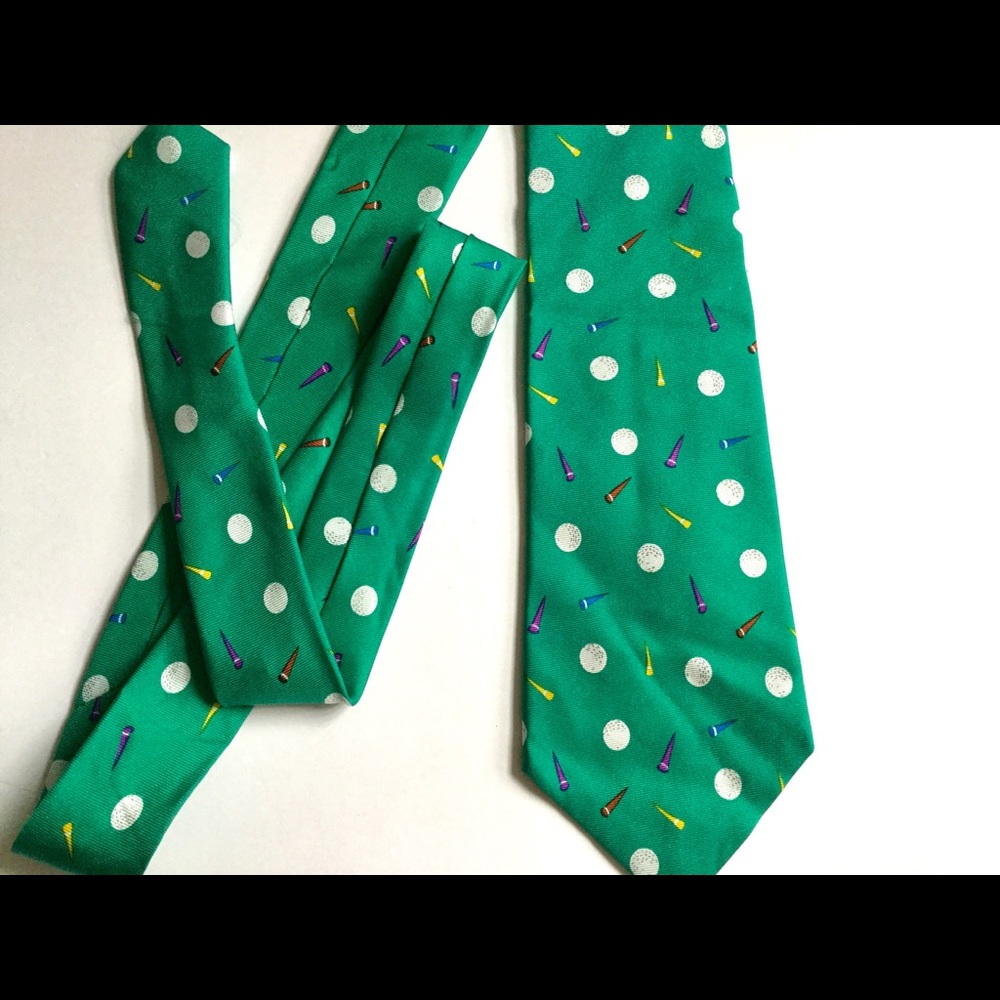 TEE TIME Golf neck tie silk green tees balls